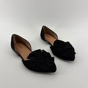 Torrid Black Suede Pointed Toe DOrsay Flats with Bow Women 10.5W